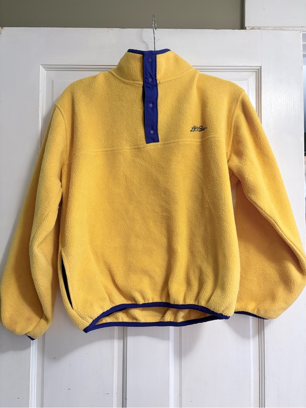 L.L. Bean Yellow Fleece Pullover with Blue Trim